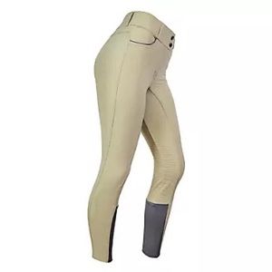 OEQ Kelly Mid-Rise Knee Patch Breeches- Tan- Size 30